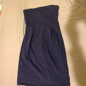 Navy blue strapless dress
